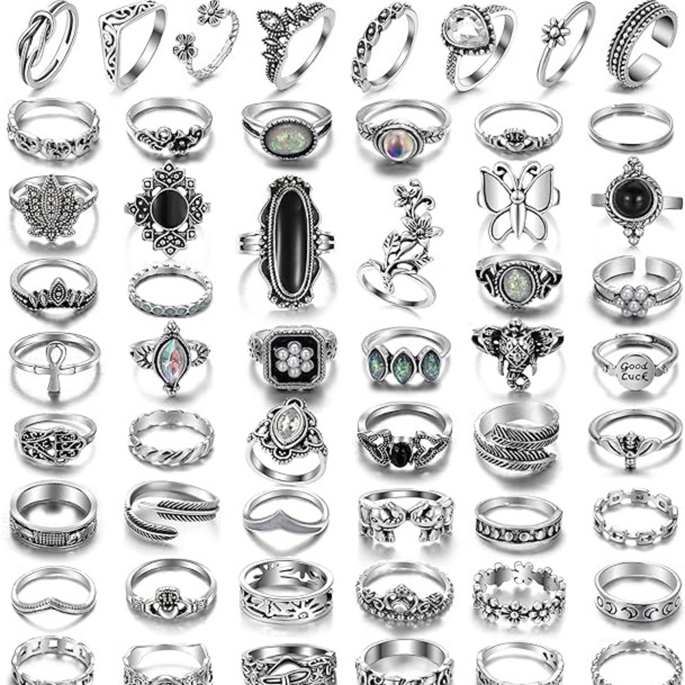 Elegant Silver-Tone Ring Sets - Picture 4 of 6